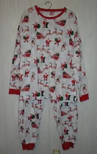 PJ PLACE PAJAMAS SLEEPWEAR ADULT MEN OR WOMEN'S MEDIUM SET SANTA & SLEIGH NWOT - Picture 1 of 15