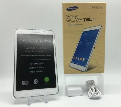 Boxed Samsung Galaxy Tab 4 7-in Tablet Wi-Fi BT 8 GB - White (SM-T230NZWAXAR) - Image 1 of 2