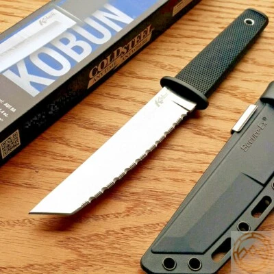 Cuchillo fijo Cold Steel Kobun 5,5" AUS-8A hoja dentada de acero mango Kray-Ex Foto 1 de 4