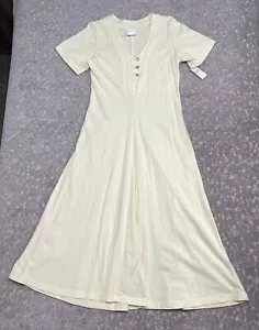 Hot Cotton Vintage 90s Dress Womens SIZE S Yellow Short Sleeve Midi Length NWT - Picture 1 of 8