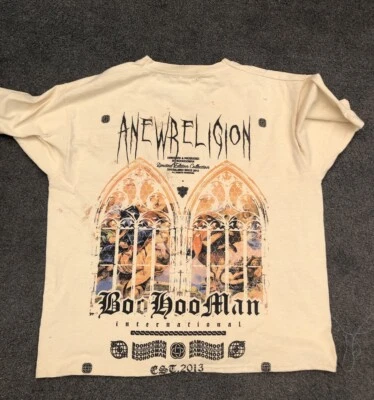 BoohooMAN Beige T-Shirt - Limited Edition/ ANEWRELIGION Used See Description- XS - Image 1 of 4