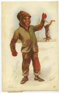 1906 young Black boy hunter with rabbit A/S Connell - posted Sabetha Kansas - Imagen 1 de 2