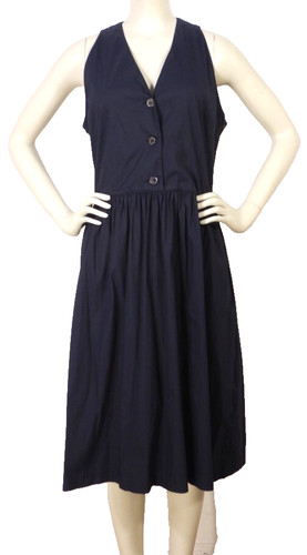 Abito Prada blu navy cotone A Line senza maniche manca cintura taglia 46