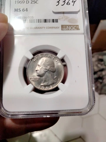 1969 D WASHINGTON QUARTER NGC MS 64 Cover
