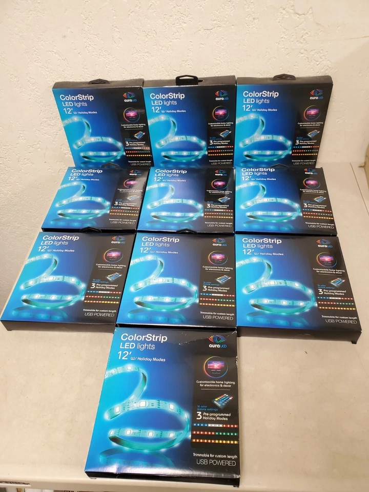Aura LED ColorStrip LED Lights w/Holiday Modes RED WHITE BLUE GREEN 12