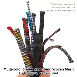 DIY Fever Wire Braided Mesh Tube Shock Absorber Densely Woven PET Nylon Sleeve - Picture 1 of 20