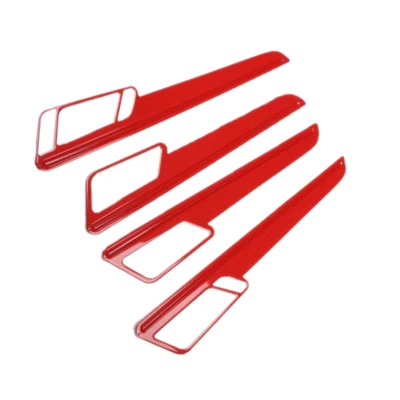 适用于保时捷 Macan 2015 - 24 红色碳纤维门扶手面板条装饰 4X — 第 1/3 张图片