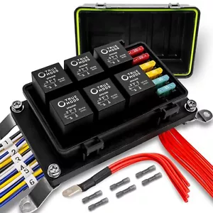 Universal 12V Waterproof Automotive 6 ATO Fuse Relay Box Block w/ Harness Marine - Picture 1 of 8