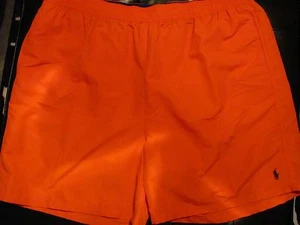 NEW 1XLB XL BIG Ralph Lauren POLO Swimsuit ORANGE w NAVY BLUE PONY $65 - Picture 1 of 1