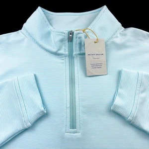 Peter Millar Crown Sport Perth Melange Striped Quarter Zip Pullover Large - Picture 1 of 7