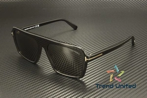 Tom Ford FT1176 01A Acetate Shiny Black Smoke 56 mm Men's Sunglasses - Picture 1 of 5