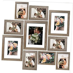  Picture Frames Collage, Gallery Wall Frame Set with 11x14 8x5x7 10 Light Brown - Picture 1 of 8