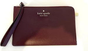 Kate Spade Deep Berry Staci Medium L Reißverschluss Kalbsleder 8" x 5" Saffianoleder - Bild 1 von 5