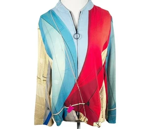 Akris Punto Graphic Sail Print Zip Up Jacket Boat Art to Wear Size US 10 - Picture 1 of 13