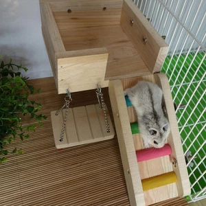 Piattaforma A Scala In Legno Per Topo, Cincillà, Ratto, Gerbillo E Criceto Nano - Foto 1 di 7