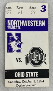 Biglietto CFB 1994 10/01 Ohio State at Northwestern Football - Eddie George RB - Foto 1 di 2