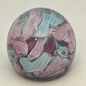Vintage Murano Stil Kunst Glas Latticino gedreht rosa blau Band Briefbeschwerer - Bild 1 von 15