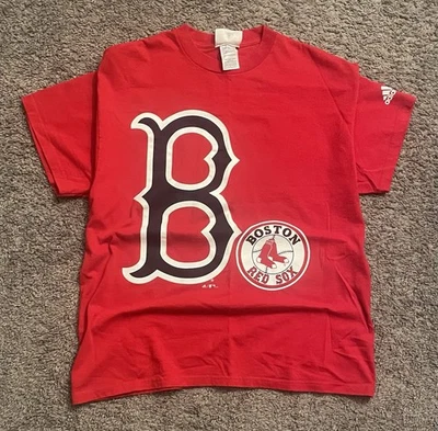 Camiseta Masculina Vintage 2004 Boston Red Sox Big B Logo Grande Vermelha MLB Adidas - Imagem 1 de 4