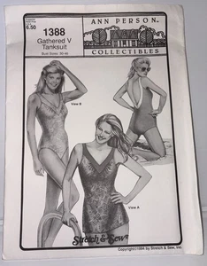 Maillot de bain vintage UC couverture complète motif rassemblé V débardeur stretch et couture 1388 - Photo 1/6