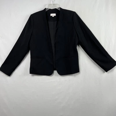Blazer Loft Frente Abierto Talla 8 Pequeño Negro Recortado Negocios Clásico Carrera Foto 1 de 4