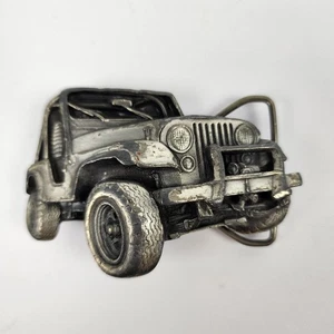 1978 Brass/Pewter Jeep Wrangler Belt Buckle Bergamot Brass Works USA Made - Picture 1 of 7