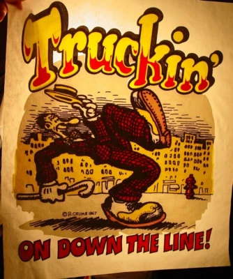 TRUCKIN' ON DOWN THE LINE VINTAGE AÑOS 70 HEADSHOP PLANCHA EN TRANSFERENCIA BONITO B-24 Foto 1 de 2