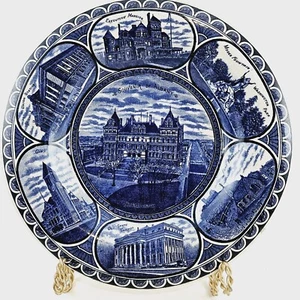Staffordshire Rowland & Marsellus Souvenir Of Albany 10" Plate Blue Transferware - Picture 1 of 13