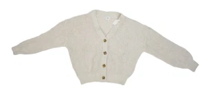 Gap Kids Shaker Stitch Cardigan Sweater Button Front V Neck Beige Youth Girls XL - Picture 1 of 9