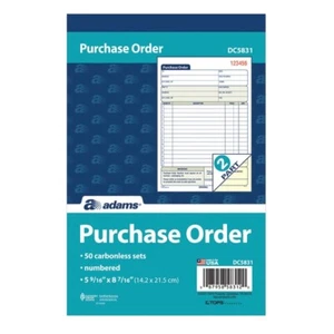 Adams DC5831 Purchase Order, 50 Carbonless Sets, 2 Part Form, 5 9/16" x 8 7/16" - Picture 1 of 1