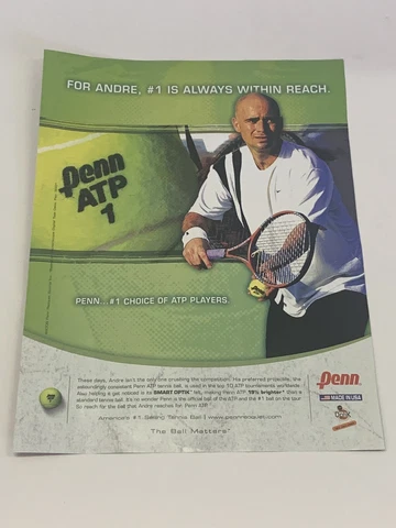 Andre Agassi Penn ATP Tennis Ball Magazine Print Ad Advertisement 8" x 10.75" Cover