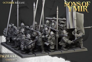 Dwarf Pikemen Unit, Tabletop Wargames Fantasy RPG D&D Dwarven Spearmen Miniature - Picture 1 of 4