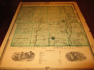 PAGE   COUNTY IOWA  MAP CIRCA 1870-80, PROPERTY OWNERS NAMES - Picture 1 of 1
