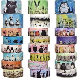 Cute Washi Tape Set - 24 Rolls Kawaii Animals Decorative Washi Tape for Scrapboo - Picture 1 of 7