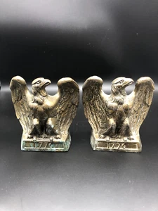 Vintage American Brass bald Eagle bookends 1776 PM Philadelphia Mfg 1965 - Picture 1 of 4
