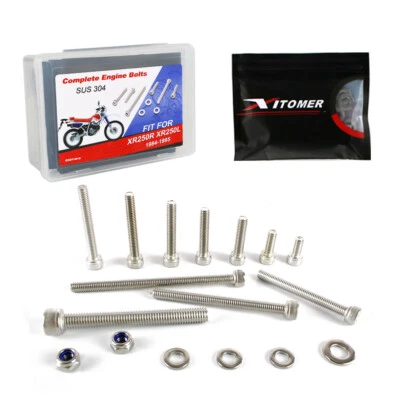 Kit de tornillos de perno de motor de acero inoxidable de 114 piezas aptos para HONDA XR250R/XR250L 1984-1995 Foto 1 de 4