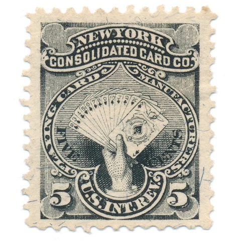 New York Consolidated Card 5c US Internal Revenue RU14b Private Die, Proprietary Cover