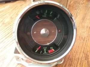 RARE NOS Auto Union DKW Audi VDO Fuel Guage Temperature Gauge Woodgrain Center - Picture 1 of 12