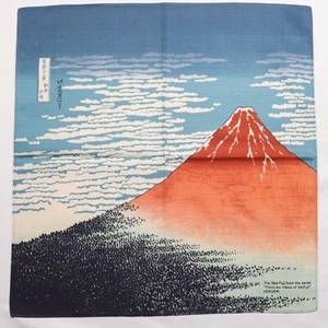 Panno da imballaggio giapponese Furoshiki Hokusai Ukiyoe rosso Mt. Fuji Aka Fuji Kyoto - Foto 1 di 12