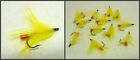 Lot of 12 POULSEN'S Size 4 YELLOW WOOLY WORM Fishing Flies - New Old Stock