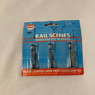 Model Power 500 Brass Lamp Post Downtown Street Lights Round 3-Piece Vtg - Image 1 of 3