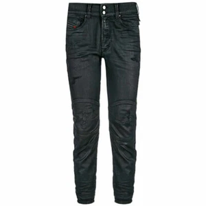 BOYS MADE ITALY LEATHER LOOK Diesel BLANCK PATCH STRETCH 0671E BLACK W27 L25 H5 - Picture 1 of 11
