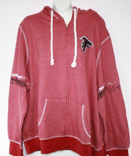 VETEMENTS Felpa con cappuccio zip intera nuova donna Majestic Atlanta Falcons NFL rossa look vintage