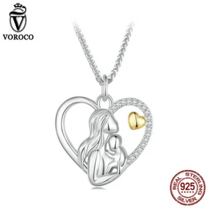 Collana Argento Sterling 925 Madre-bambino Amore Zirconia Donna Regali Gioielli - Foto 1 di 19