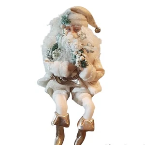 Sitzregal Weihnachtsmann cremeweiß verziert biegsam wie besehen - Bild 1 von 11