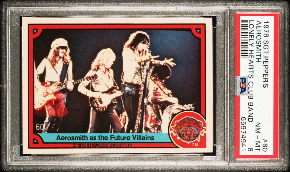 1978 Aerosmith Rookie Card Donruss PSA 8 Sgt. Peppers Lonely Hearts Club Band 60 - Image 1 of 3