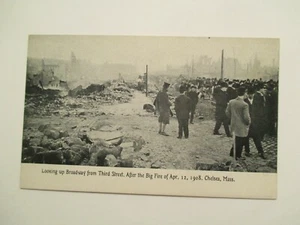 Chelsea Massachusetts Postcard After the big fire 1908 Broadway street MA - Picture 1 of 2