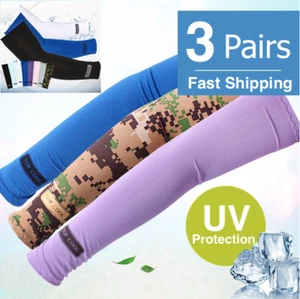 3 Pairs Cooling Sport Compression Arm Sleeves Sun Block UV Protection Covers - Picture 1 of 79