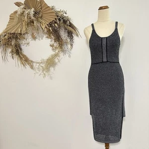 Sass & Bide Fitted Dress Womens XS Silver Shiny Sparkly Knitted Ribbed Slimming - Picture 1 of 10