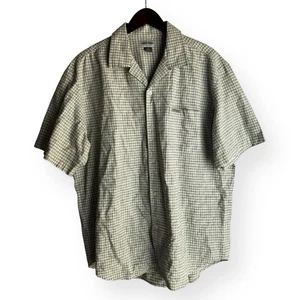 VTG 80-90s Guess Jeans Camp Loop Collar Button Shirt Linen Short Sleeve XL Check - Picture 1 of 13