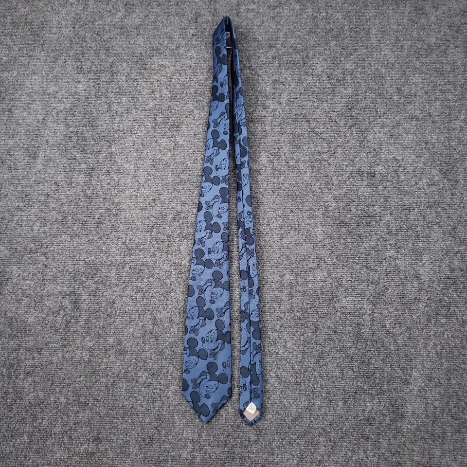 Gravata masculina vintage Balancine The Tie Works Disney azul Mickey Mouse tecido de seda - Imagem 1 de 4